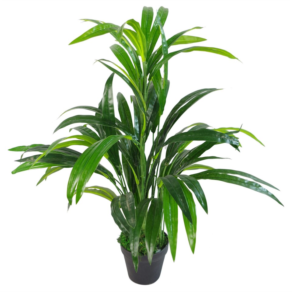 65cm Artificial Bamboo Leaf Shrub with Brushed Copper Planter | Green