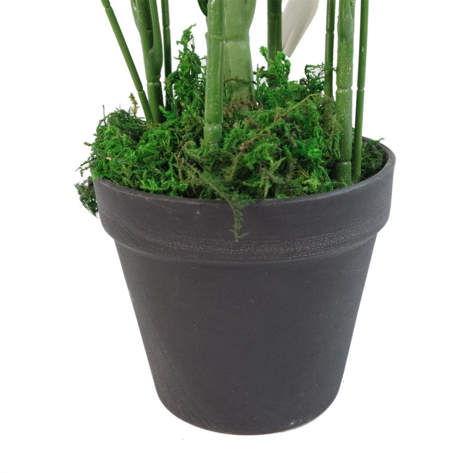 65cm Artificial Bamboo Leaf Shrub with Brushed Copper Planter | Green