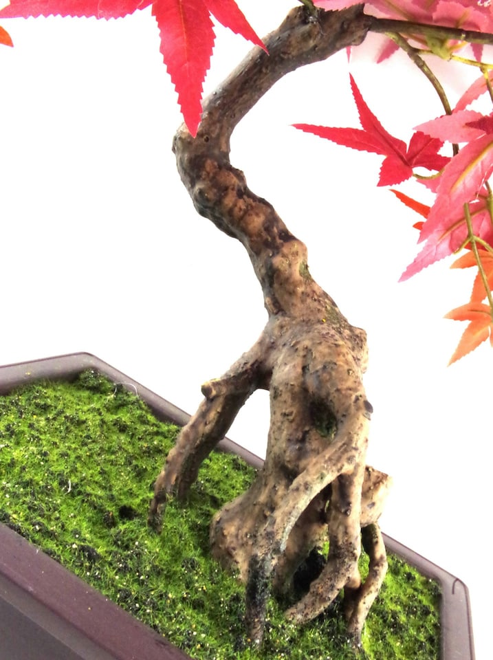 Artificial Bonsai Tree 50cm Red Acer Desktop Plants | Red | One Size