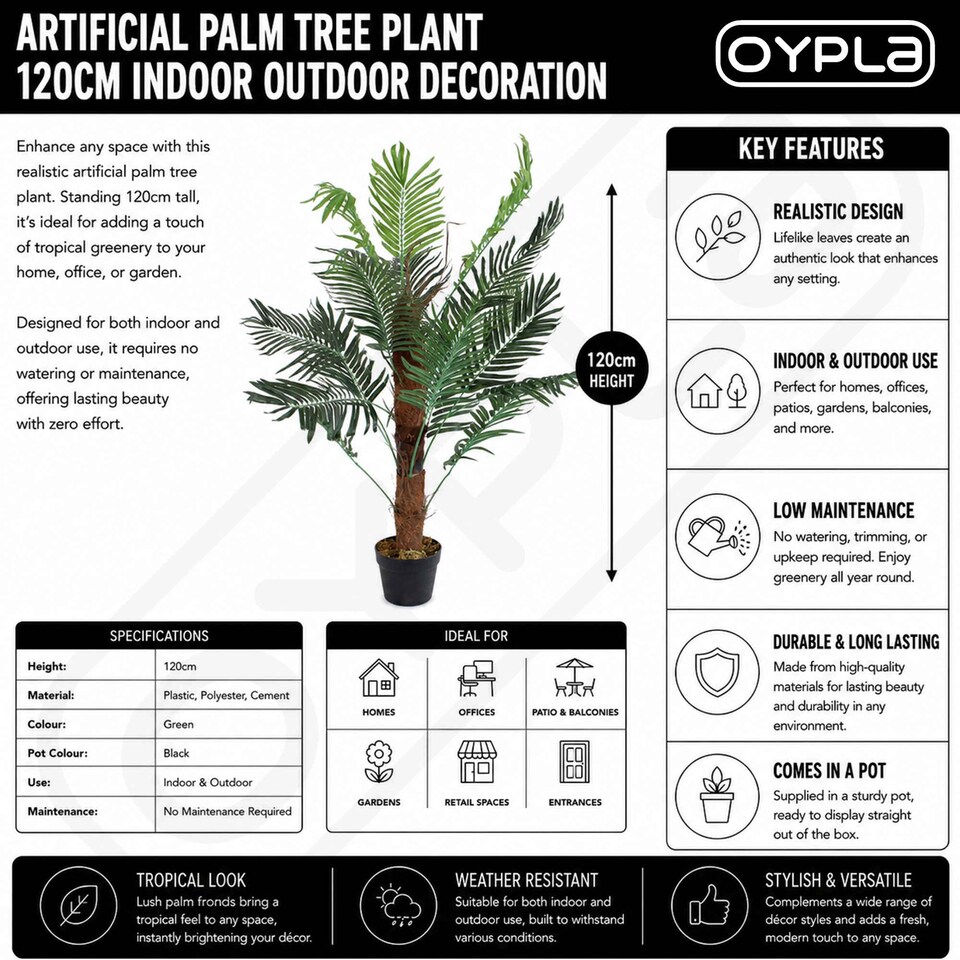 Artificial-Palm-Tree-Plant-100cm-Indoor-Outdoor-Decoration-Green-8 Artificial Palm Tree Plant 100cm Indoor Outdoor Decoration | Green
