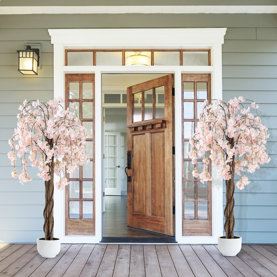 COSTWAY-163CM-Tall-Artificial-Cherry-Blossom-Tree-1-Pack-White-5 COSTWAY 163CM Tall Artificial Cherry Blossom Tree 1 Pack White