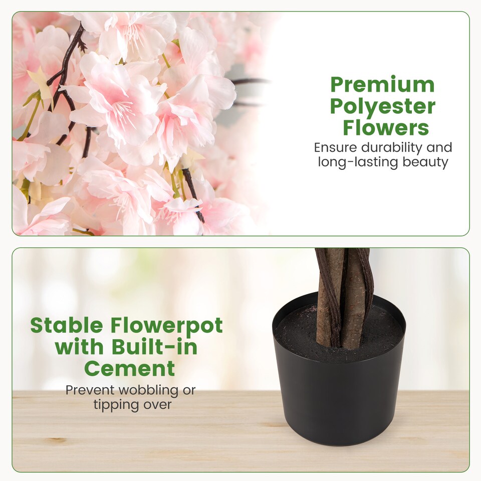 COSTWAY-163CM-Tall-Artificial-Cherry-Blossom-Tree-1-Pack-White-7 COSTWAY 163CM Tall Artificial Cherry Blossom Tree 1 Pack White
