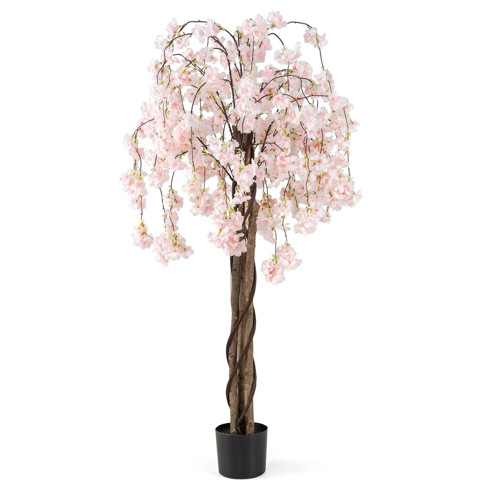 COSTWAY 163CM Tall Artificial Cherry Blossom Tree 1 Pack White