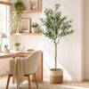 Costway Indoor Fake Olive Plant with 11 Branches & Natural Looking PE Tree Trunk Realistic Decoration for Home Office Living Room