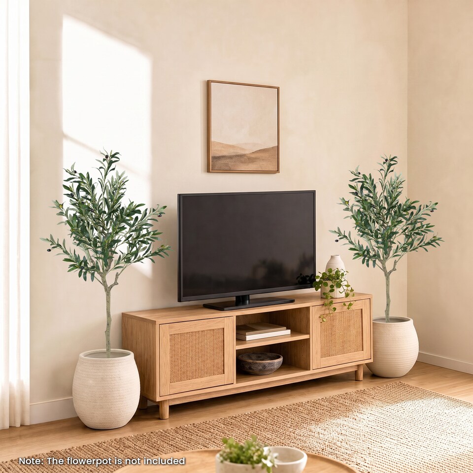 Costway Indoor Fake Olive Plant with 11 Branches & Natural Looking PE Tree Trunk Realistic Decoration for Home Office Living Room