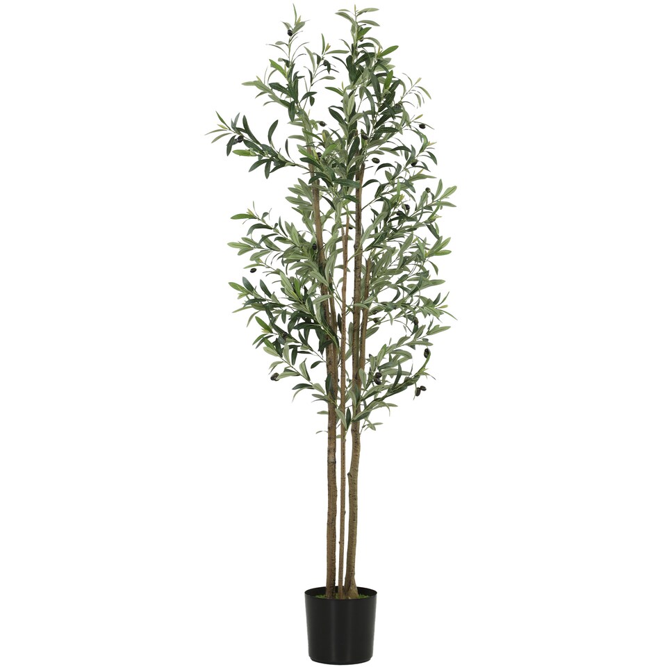 HOMCOM 175 cm Artificial Olive Tree, Tall Faux Plant with 787 Leaves