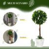 HOMCOM-Set-of-2-Potted-Artificial-Plants-Ball-Tree-with-Flowers-White-3 HOMCOM Set of 2 Potted Artificial Plants Ball Tree with Flowers, White