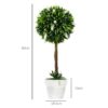 HOMCOM-Set-of-2-Potted-Artificial-Plants-Ball-Tree-with-Flowers-White-4 HOMCOM Set of 2 Potted Artificial Plants Ball Tree with Flowers, White
