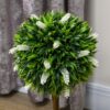 HOMCOM-Set-of-2-Potted-Artificial-Plants-Ball-Tree-with-Flowers-White-7 HOMCOM Set of 2 Potted Artificial Plants Ball Tree with Flowers, White