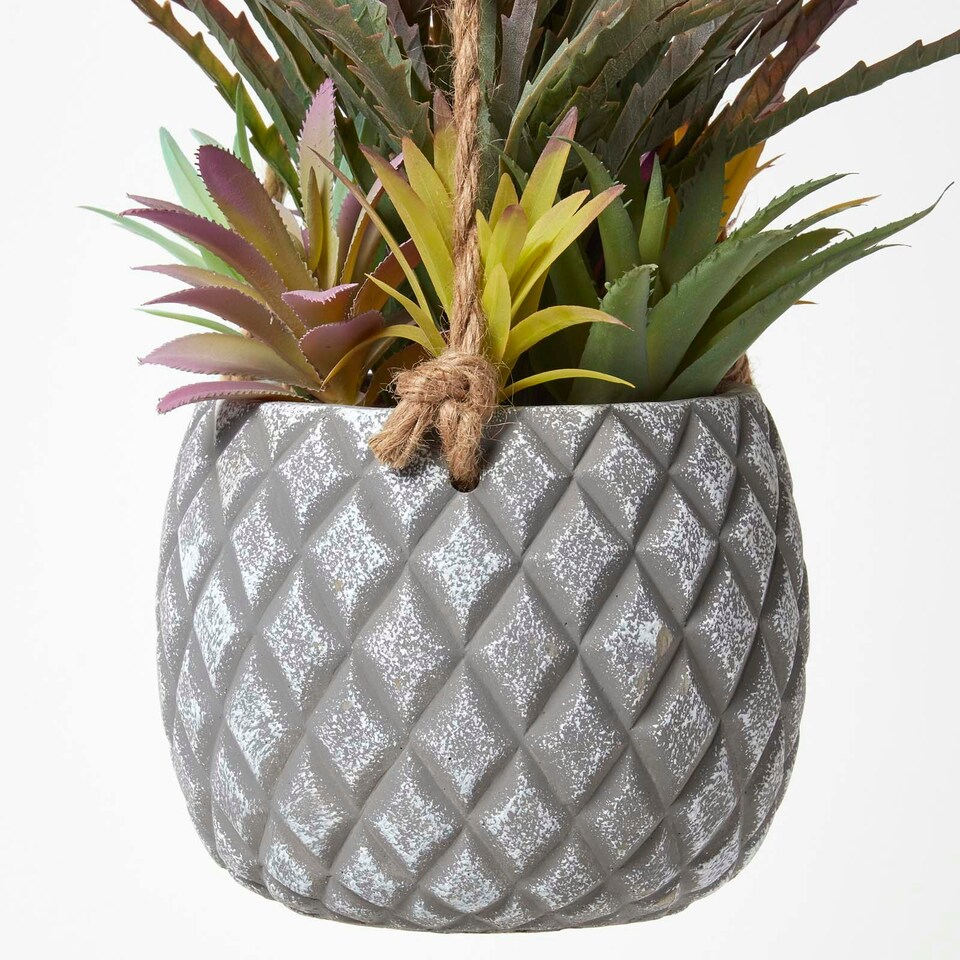 Homescapes-Artifical-Hanging-Succulents-in-Grey-Pot-2 Homescapes Artifical Hanging Succulents in Grey Pot