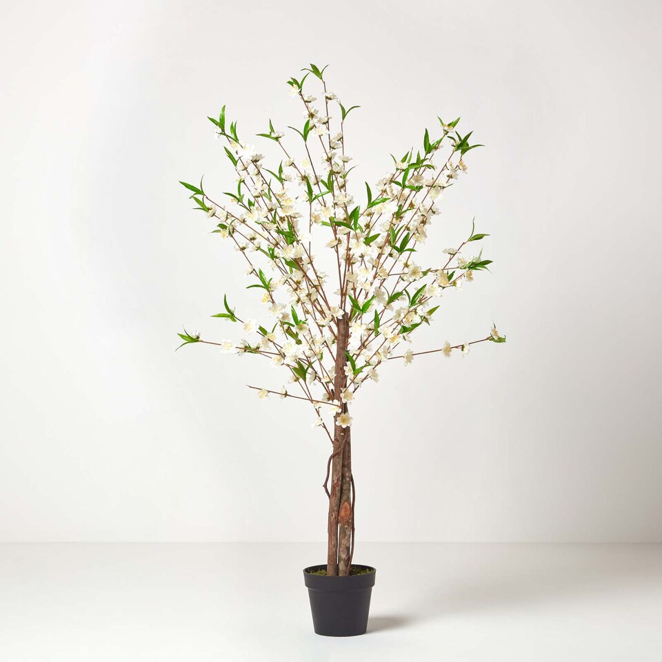 Homescapes Artificial Blossom Tree with Cream Silk Flowers - 5 Feet