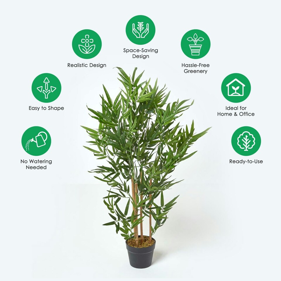 Homescapes Green 3ft Bamboo Tree Artificial Plant with Pot, 95 cm