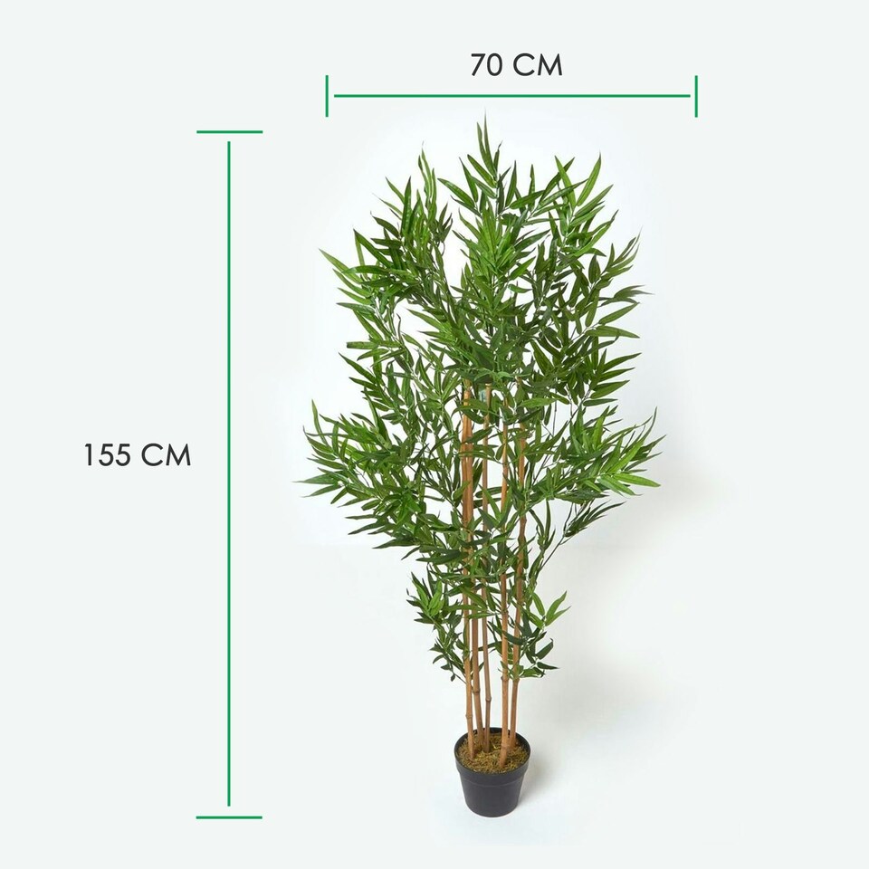 Homescapes Green 5ft Bamboo Tree Artificial Plant with Pot, 155 cm