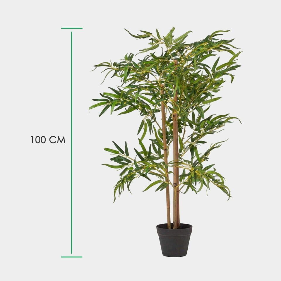 Homescapes Tall Artificial Bamboo Tree in Black Pot