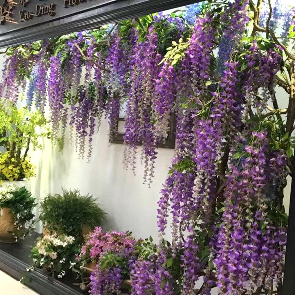 Living and Home 12pcs Artificial Purple Wisteria Hanging Vines