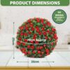 MantraRaj 25CM Solar Powered Topiary Ball 20 LED Flower Lights Dual Function Great For Outdoor Decorations  (Red)