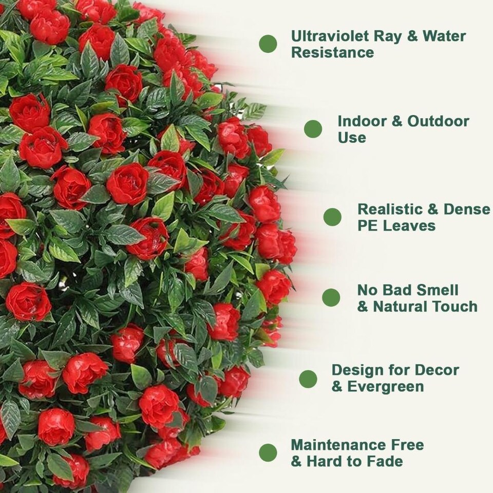 MantraRaj 25CM Solar Powered Topiary Ball 20 LED Flower Lights Dual Function Great For Outdoor Decorations  (Red)