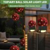 MantraRaj 25CM Solar Powered Topiary Ball 20 LED Flower Lights Dual Function Great For Outdoor Decorations  (Red)