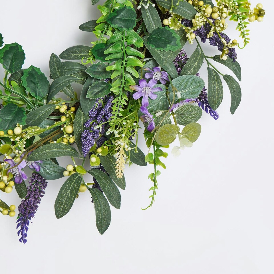 OHS Natural Home Wall Table Decor Artificial Lavender Wreath, 50cm - Lavender