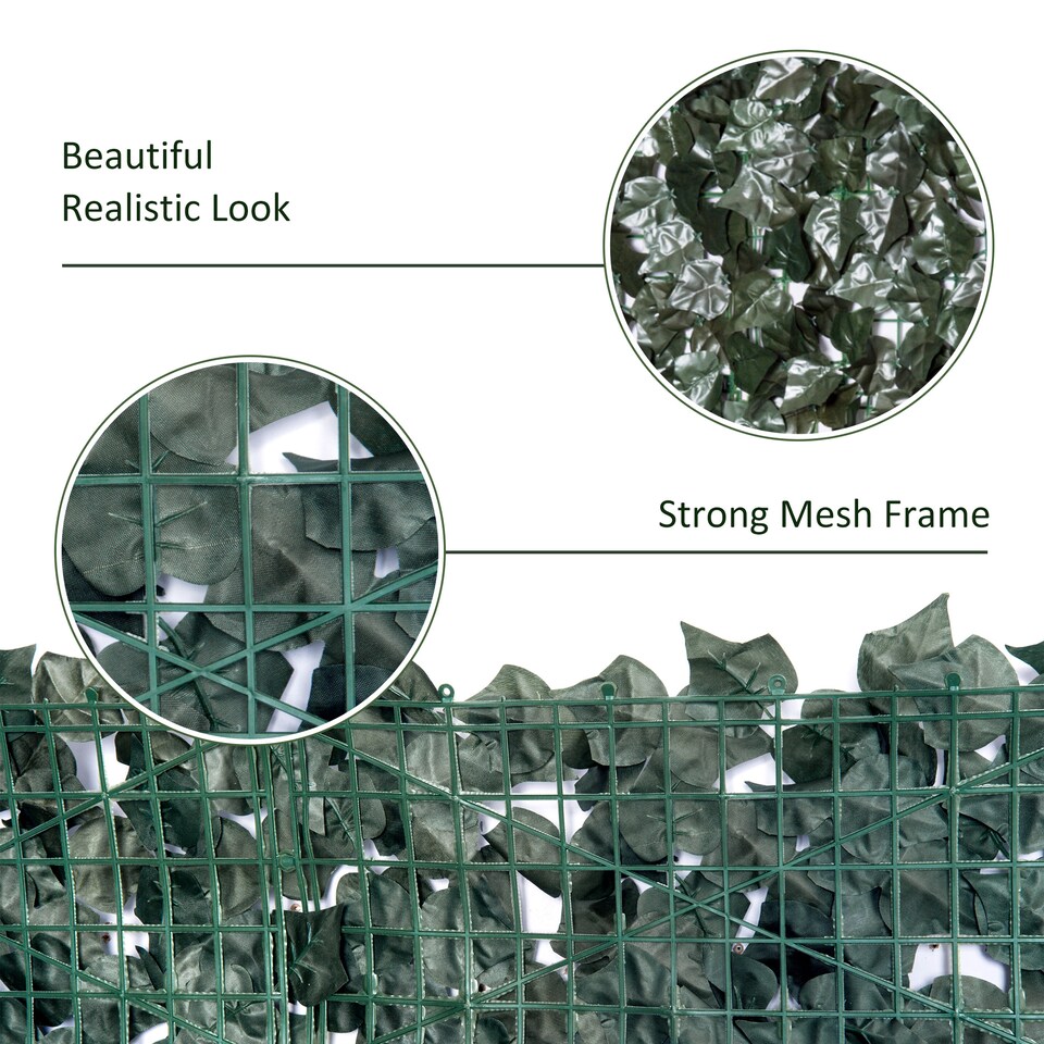 Outsunny Artificial Leaf Hedge Privacy Screen Roll Garden Fence Panel 1m x 2.4m