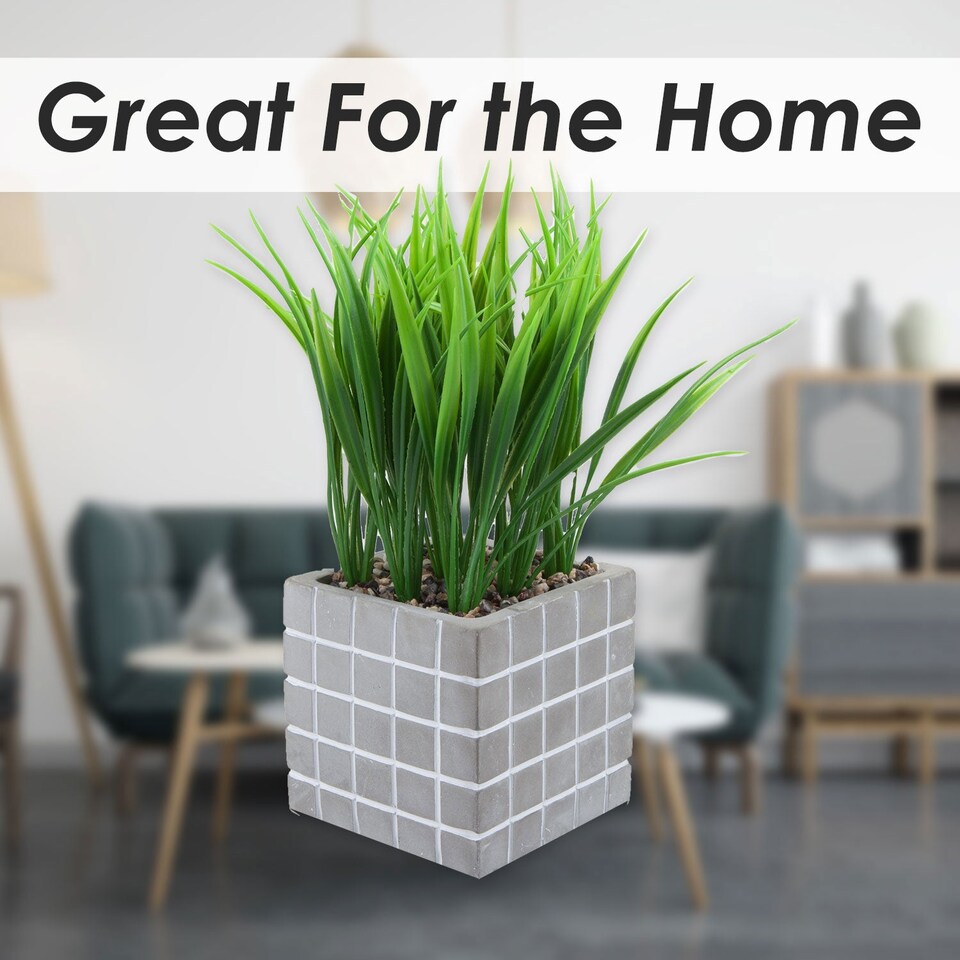 PMS Artificial Succulent in Grey Cement Pot - 22 x 11 cm