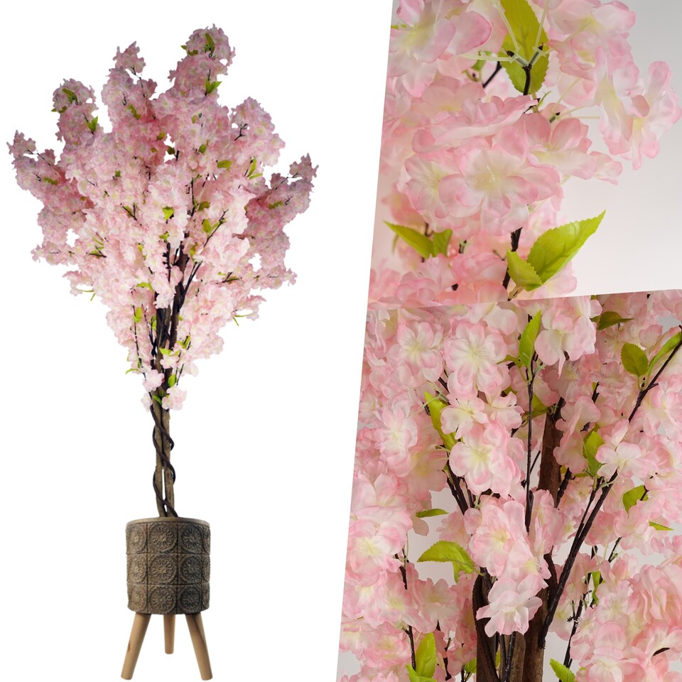 Pegdev 150cm Artificial Pink Cherry Blossom Tree with Zandi Planter