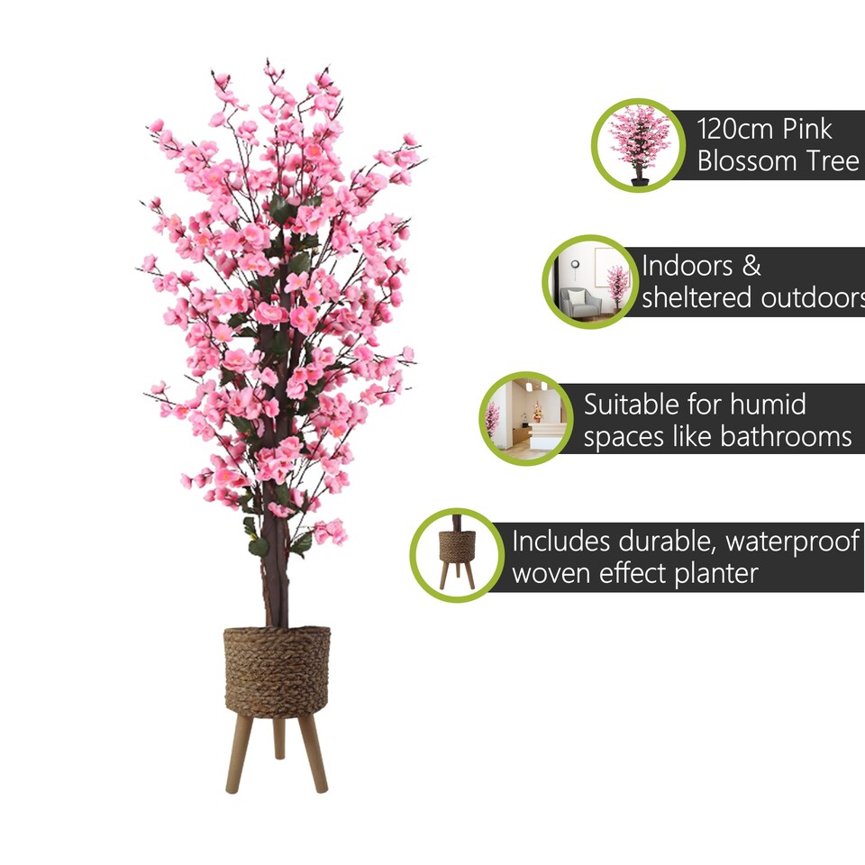 Pegdev-PDL-120cm-Artificial-Pink-Blossom-Tree-with-Woven-Effect-Composite-Planter-for-Indoor-Sheltered-Outdoor-Use-1 Pegdev PDL 120cm Artificial Pink Blossom Tree with Woven Effect Composite Planter for Indoor & Sheltered Outdoor Use