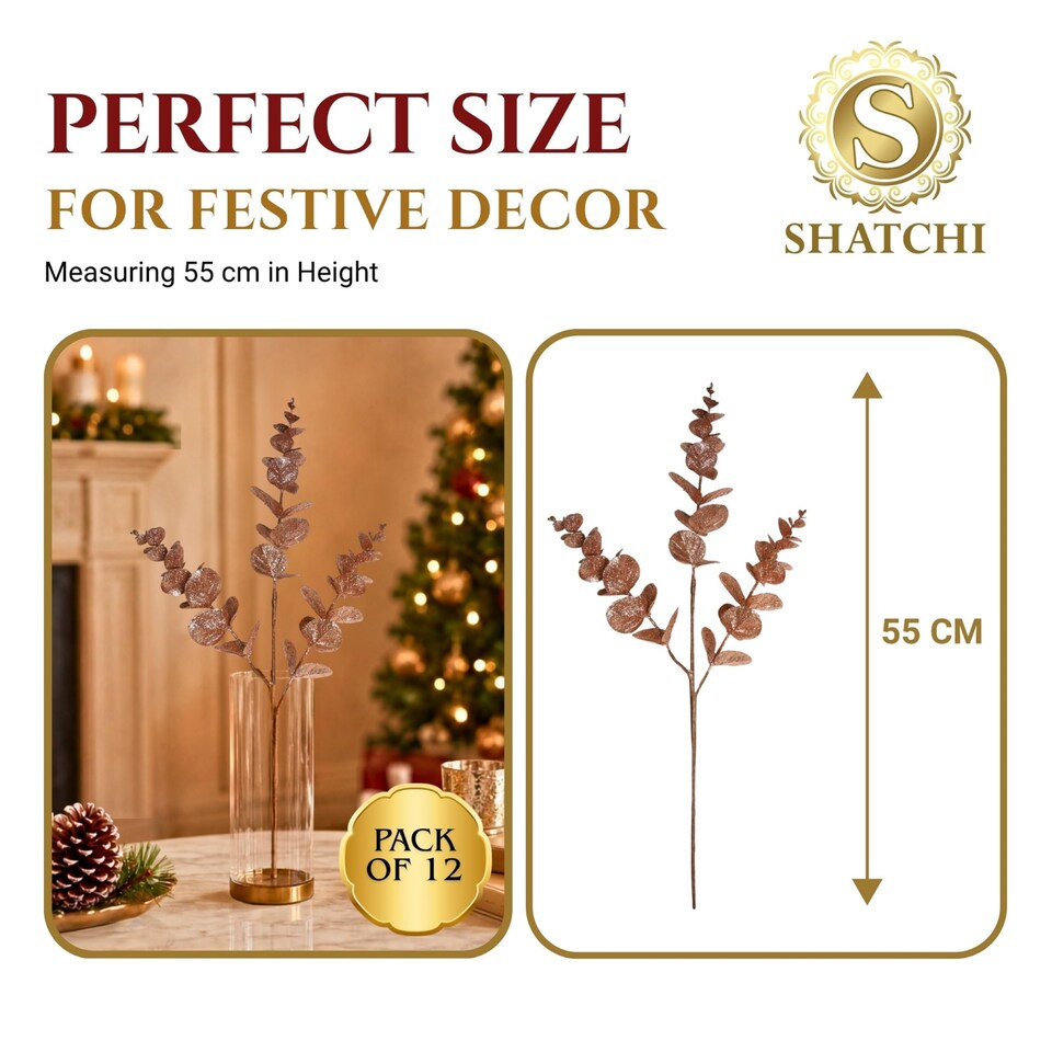 Rose-Gold-Glitter-Artificial-Eucalyptus-Christmas-Tree-Picks-55cm-Pack-of-12-2 Rose Gold Glitter Artificial Eucalyptus Christmas Tree Picks 55cm Pack of 12