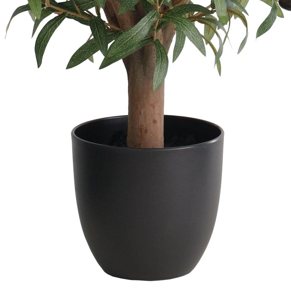 True Products Artificial Olive Tree Natural Wood Trunk in Black Pot 72cm